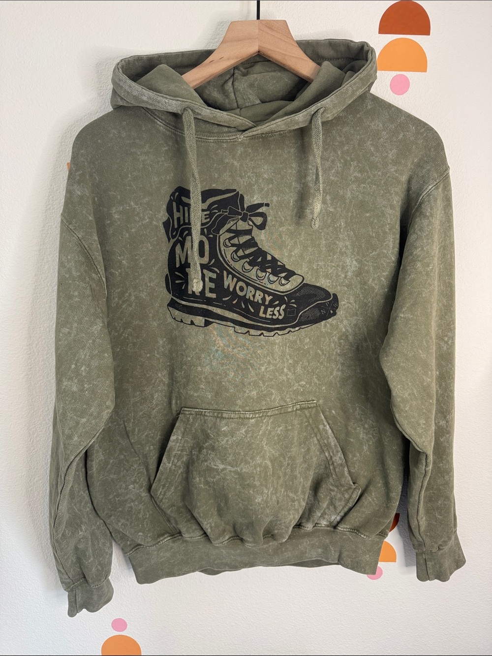 Vintage Olive Green PNW Hoodie with Black Script Tag